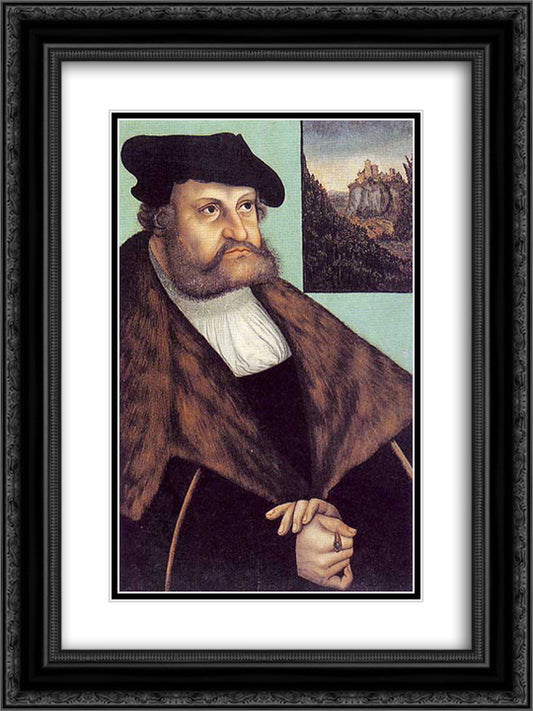 Johann Friedrich von Sachsen 18x24 Black Ornate Wood Framed Art Print Poster with Double Matting by Cranach the Elder, Lucas