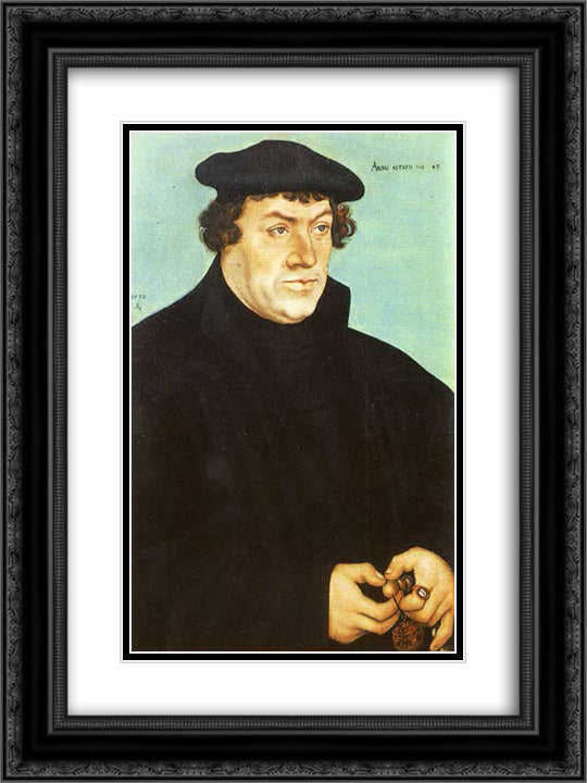 Johannes Bugenhagen 18x24 Black Ornate Wood Framed Art Print Poster with Double Matting by Cranach the Elder, Lucas