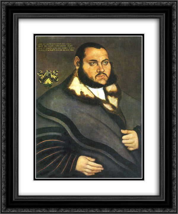 Johannes Carion 20x24 Black Ornate Wood Framed Art Print Poster with Double Matting by Cranach the Elder, Lucas