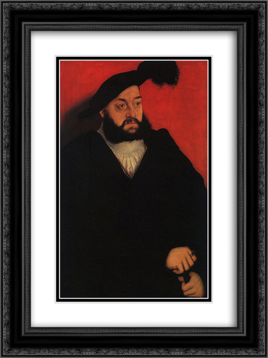 John, Duke of Saxony 18x24 Black Ornate Wood Framed Art Print Poster with Double Matting by Cranach the Elder, Lucas