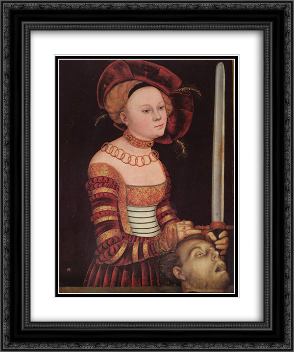 Judith 20x24 Black Ornate Wood Framed Art Print Poster with Double Matting by Cranach the Elder, Lucas