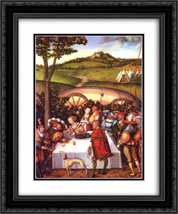 Judith at the Table of Holofernes 20x24 Black Ornate Wood Framed Art Print Poster with Double Matting by Cranach the Elder, Lucas