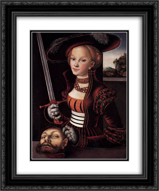 Judith Victorious 20x24 Black Ornate Wood Framed Art Print Poster with Double Matting by Cranach the Elder, Lucas