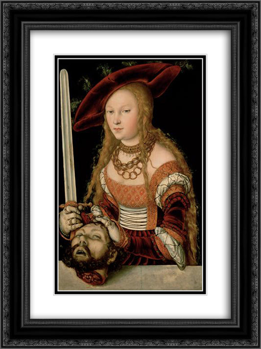 Judith with the head of Holofernes 18x24 Black Ornate Wood Framed Art Print Poster with Double Matting by Cranach the Elder, Lucas