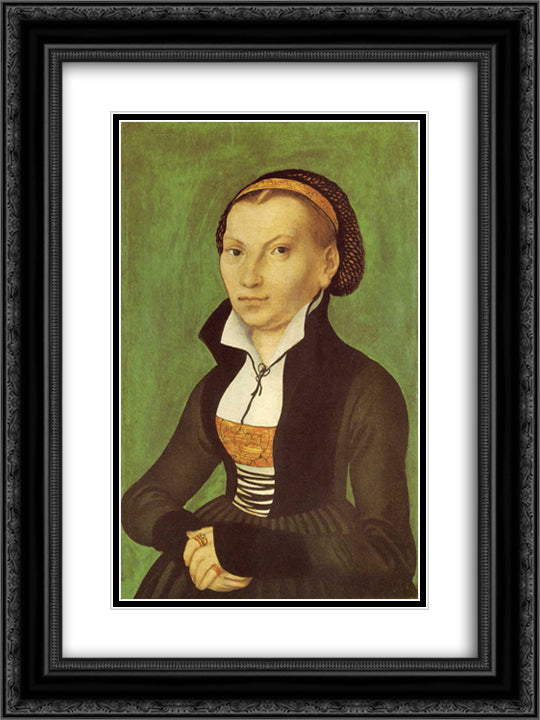 Katharina von Bora, future wife of Martin Luther 18x24 Black Ornate Wood Framed Art Print Poster with Double Matting by Cranach the Elder, Lucas