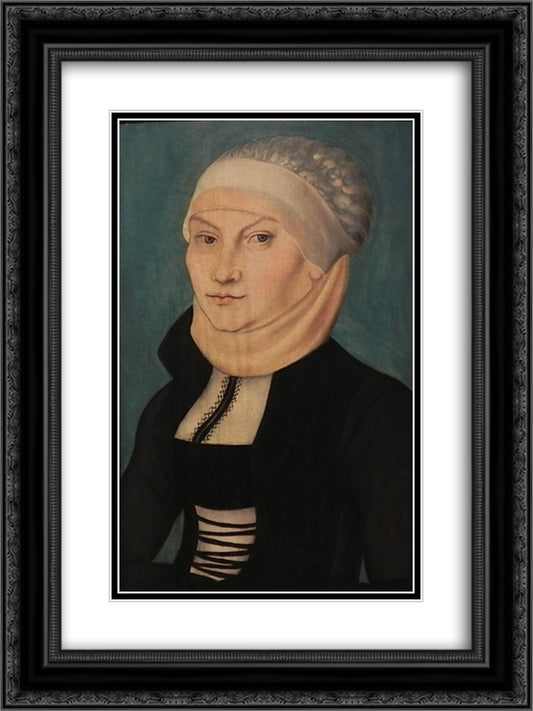 Katharina von Bora 18x24 Black Ornate Wood Framed Art Print Poster with Double Matting by Cranach the Elder, Lucas