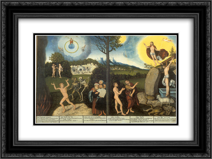 Law and Grace 24x18 Black Ornate Wood Framed Art Print Poster with Double Matting by Cranach the Elder, Lucas