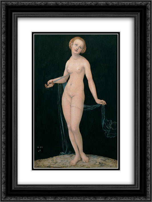 Lucretia 18x24 Black Ornate Wood Framed Art Print Poster with Double Matting by Cranach the Elder, Lucas