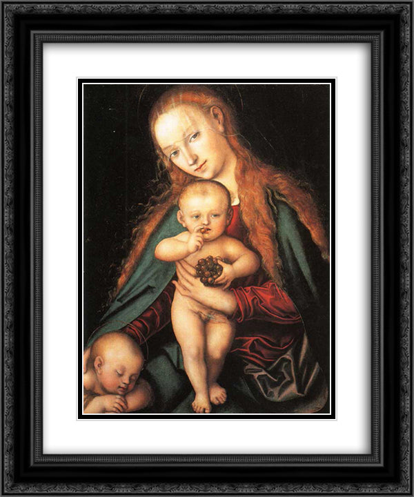 Madonna and Child 20x24 Black Ornate Wood Framed Art Print Poster with Double Matting by Cranach the Elder, Lucas