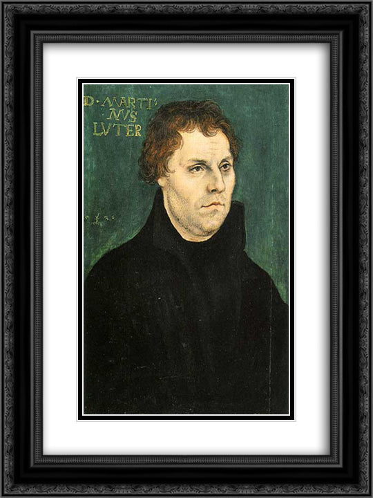 Martin Luther 18x24 Black Ornate Wood Framed Art Print Poster with Double Matting by Cranach the Elder, Lucas