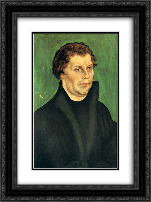 Martin Luther 18x24 Black Ornate Wood Framed Art Print Poster with Double Matting by Cranach the Elder, Lucas