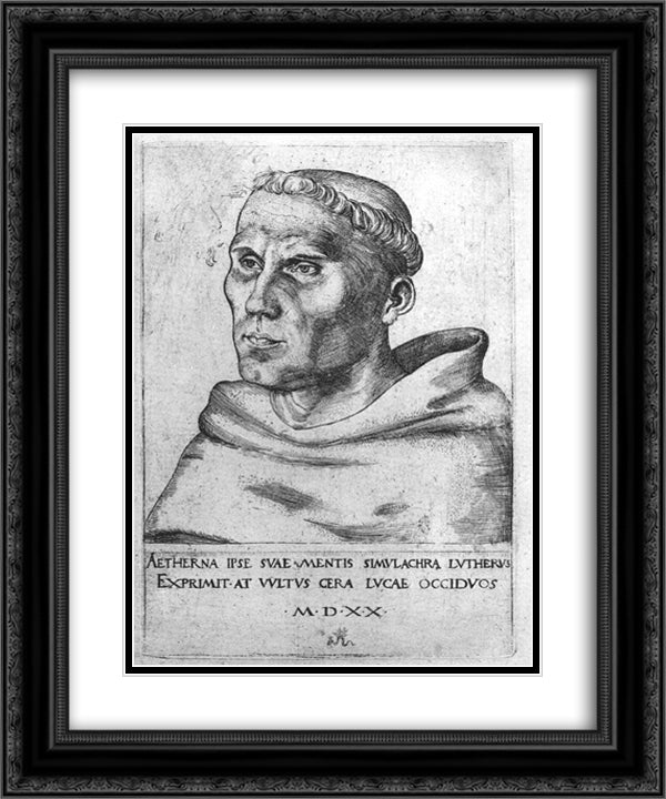 Martin Luther as a Monk 20x24 Black Ornate Wood Framed Art Print Poster with Double Matting by Cranach the Elder, Lucas