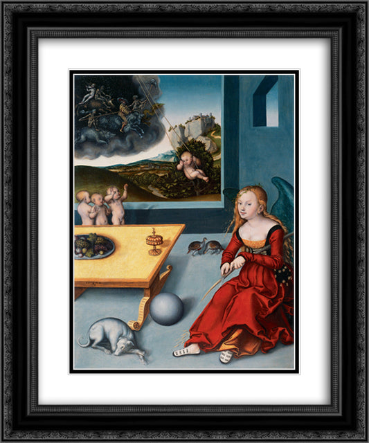 Melancholy 20x24 Black Ornate Wood Framed Art Print Poster with Double Matting by Cranach the Elder, Lucas