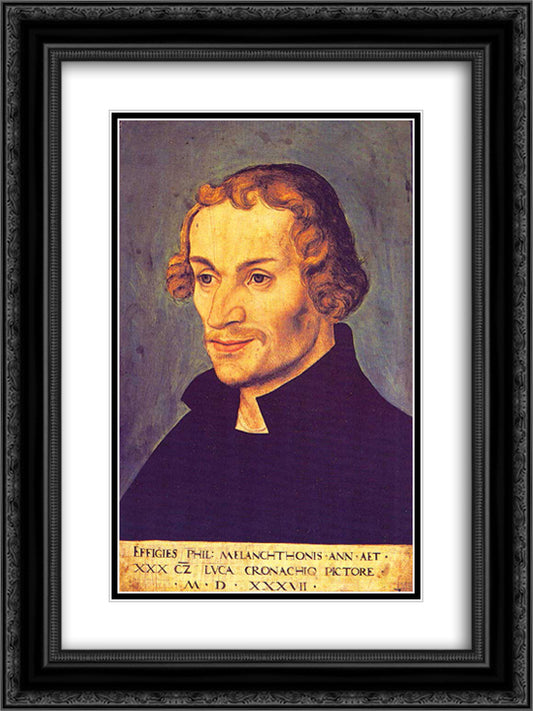 Philipp Melanchthon 18x24 Black Ornate Wood Framed Art Print Poster with Double Matting by Cranach the Elder, Lucas