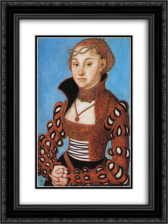 Portrait of a Saxon noblewoman 18x24 Black Ornate Wood Framed Art Print Poster with Double Matting by Cranach the Elder, Lucas