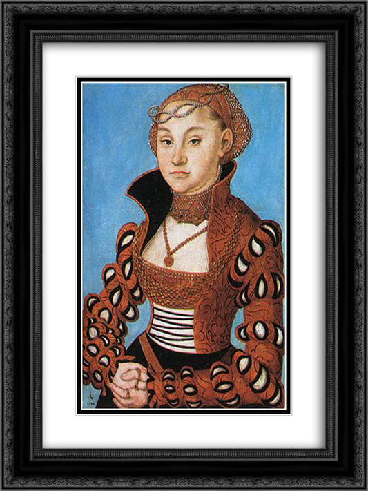 Portrait of a Saxon noblewoman 18x24 Black Ornate Wood Framed Art Print Poster with Double Matting by Cranach the Elder, Lucas