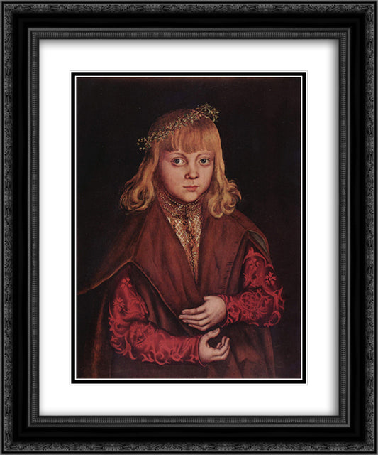 Portrait of a Saxon Prince 20x24 Black Ornate Wood Framed Art Print Poster with Double Matting by Cranach the Elder, Lucas