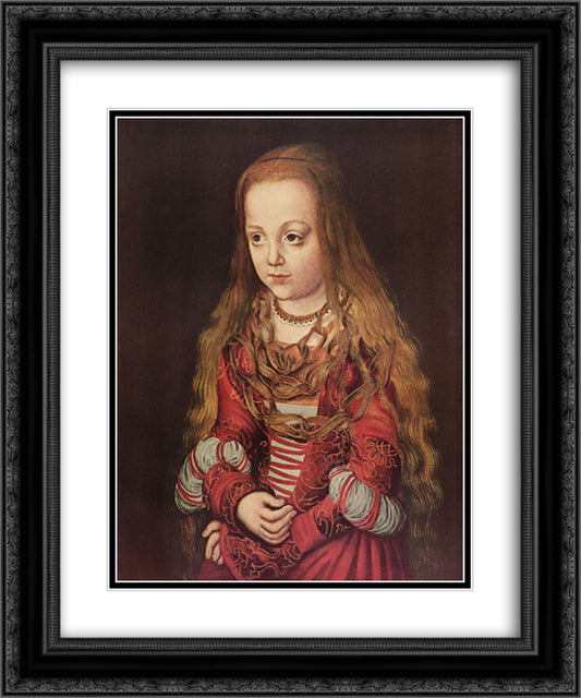 Portrait of a Saxon Princess 20x24 Black Ornate Wood Framed Art Print Poster with Double Matting by Cranach the Elder, Lucas