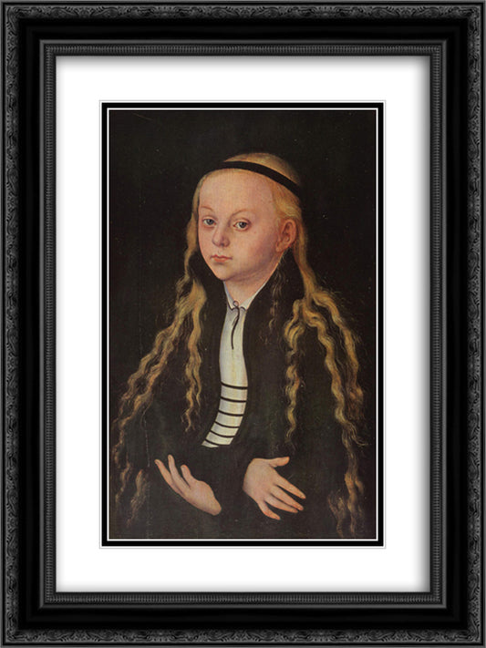 Portrait of a Young Girl (Magdalena Luther) 18x24 Black Ornate Wood Framed Art Print Poster with Double Matting by Cranach the Elder, Lucas