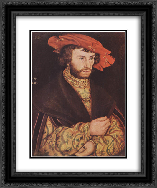 Portrait of a young man in hat 20x24 Black Ornate Wood Framed Art Print Poster with Double Matting by Cranach the Elder, Lucas