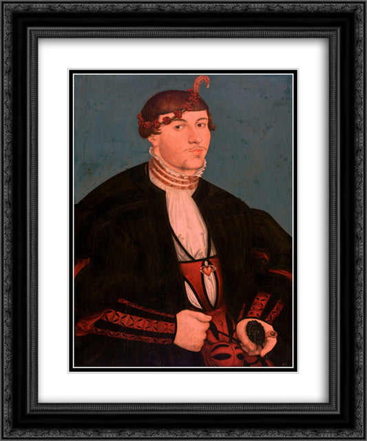 Portrait of a Young Nobleman 20x24 Black Ornate Wood Framed Art Print Poster with Double Matting by Cranach the Elder, Lucas