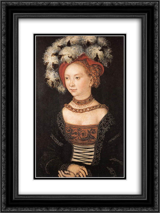 Portrait of a Young Woman 18x24 Black Ornate Wood Framed Art Print Poster with Double Matting by Cranach the Elder, Lucas