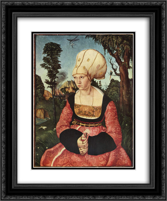 Portrait of Anna Cuspinian 20x24 Black Ornate Wood Framed Art Print Poster with Double Matting by Cranach the Elder, Lucas