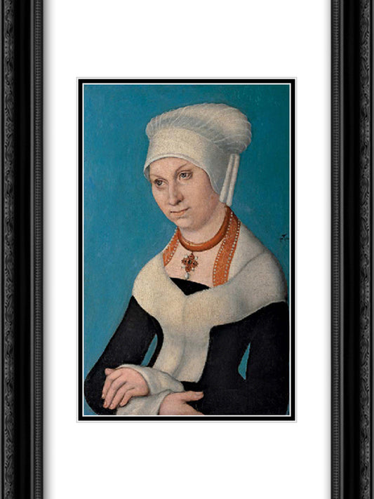 Portrait of Barbara, Duchess of Saxony 18x24 Black Ornate Wood Framed Art Print Poster with Double Matting by Cranach the Elder, Lucas