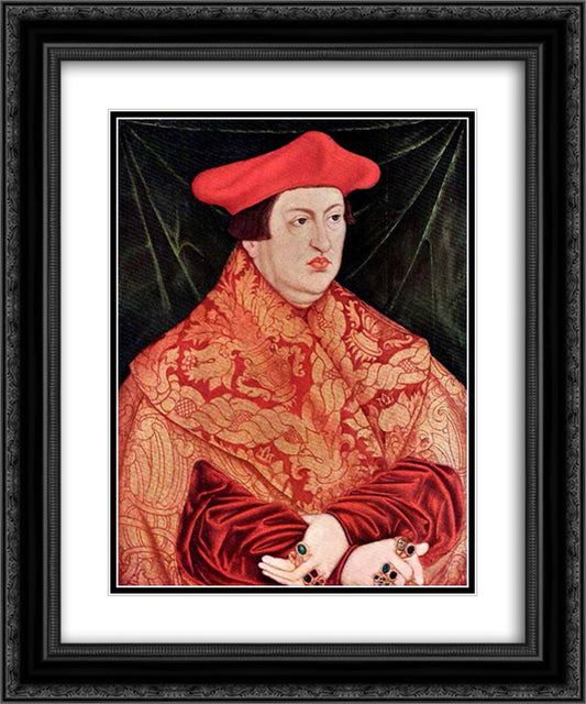 Portrait of Cardinal Albrecht of Brandenburg 20x24 Black Ornate Wood Framed Art Print Poster with Double Matting by Cranach the Elder, Lucas