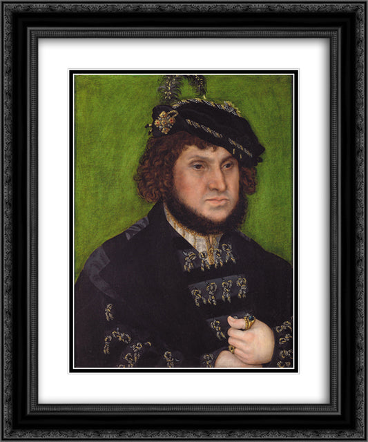 Portrait of Duke Johann der Bestandige of Saxony 20x24 Black Ornate Wood Framed Art Print Poster with Double Matting by Cranach the Elder, Lucas