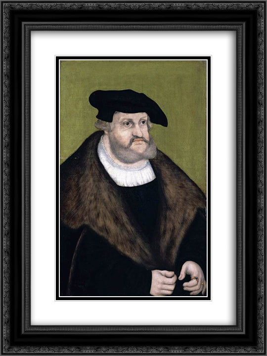 Portrait of Elector Frederick the Wise in his Old Age 18x24 Black Ornate Wood Framed Art Print Poster with Double Matting by Cranach the Elder, Lucas