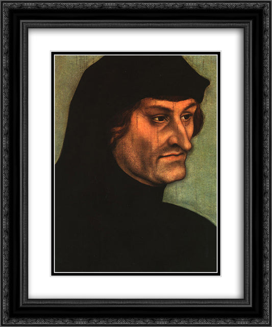 Portrait of Geiler von Kaiserberg 20x24 Black Ornate Wood Framed Art Print Poster with Double Matting by Cranach the Elder, Lucas