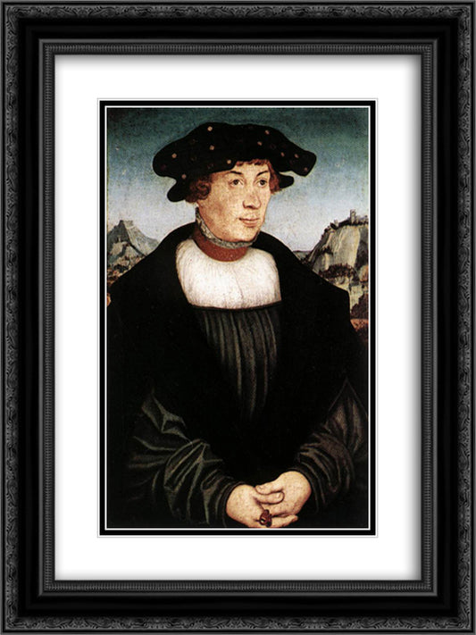 Portrait of Hans Melber 18x24 Black Ornate Wood Framed Art Print Poster with Double Matting by Cranach the Elder, Lucas