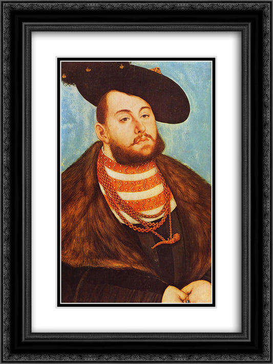 Portrait of Johann Friedrich, Elector of Saxony 18x24 Black Ornate Wood Framed Art Print Poster with Double Matting by Cranach the Elder, Lucas