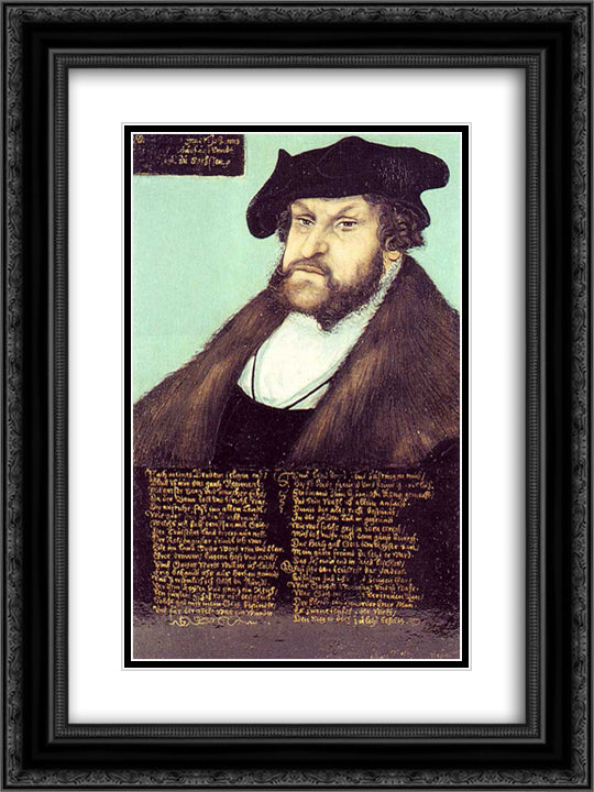 Portrait of Johann I the Steadfast, Elector of Saxony 18x24 Black Ornate Wood Framed Art Print Poster with Double Matting by Cranach the Elder, Lucas