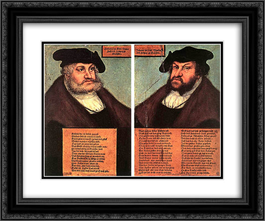 Portraits of Johann I and Frederick III the wise, Electors of Saxony 24x20 Black Ornate Wood Framed Art Print Poster with Double Matting by Cranach the Elder, Lucas