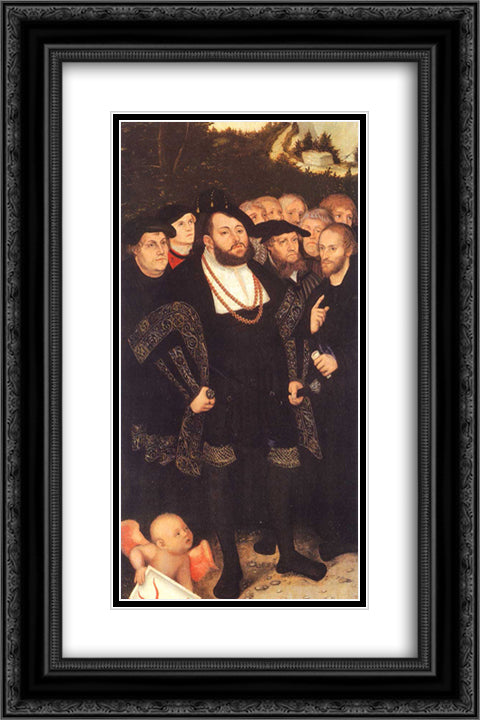 Reformators 16x24 Black Ornate Wood Framed Art Print Poster with Double Matting by Cranach the Elder, Lucas