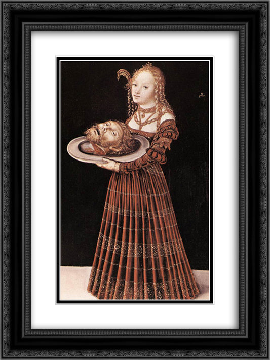 Salome with the Head of St. John the Baptist 18x24 Black Ornate Wood Framed Art Print Poster with Double Matting by Cranach the Elder, Lucas