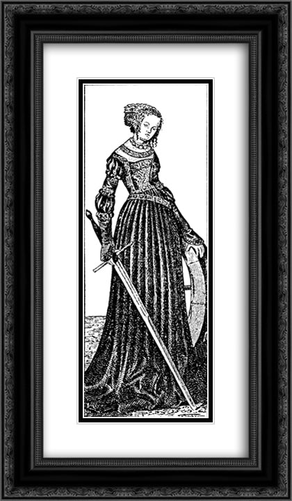 St. Catherine 14x24 Black Ornate Wood Framed Art Print Poster with Double Matting by Cranach the Elder, Lucas