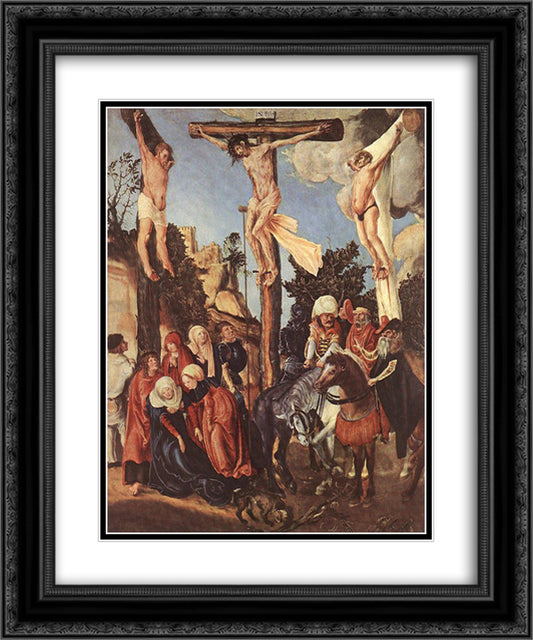 The Crucifixion 20x24 Black Ornate Wood Framed Art Print Poster with Double Matting by Cranach the Elder, Lucas