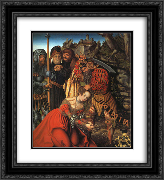 The Martyrdom of St. Barbara 20x22 Black Ornate Wood Framed Art Print Poster with Double Matting by Cranach the Elder, Lucas