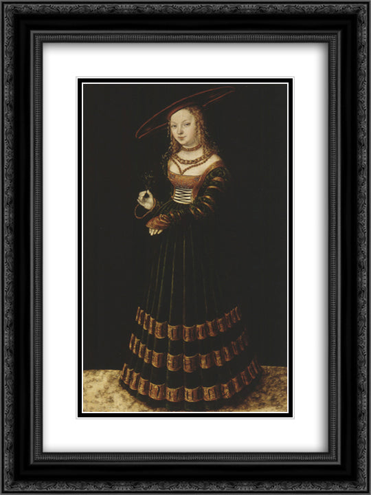 The Princess 18x24 Black Ornate Wood Framed Art Print Poster with Double Matting by Cranach the Elder, Lucas