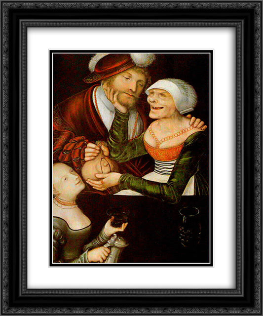 The Procuress 20x24 Black Ornate Wood Framed Art Print Poster with Double Matting by Cranach the Elder, Lucas