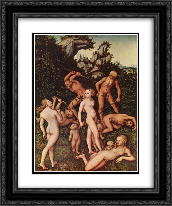 The Silver Age 20x24 Black Ornate Wood Framed Art Print Poster with Double Matting by Cranach the Elder, Lucas