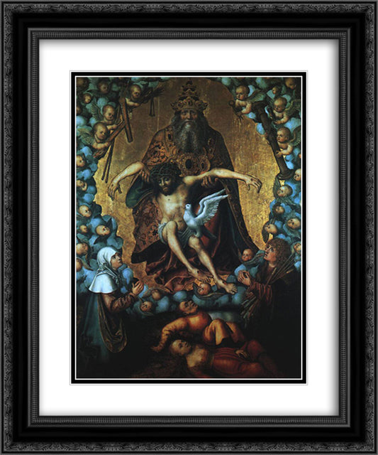 The Trinity 20x24 Black Ornate Wood Framed Art Print Poster with Double Matting by Cranach the Elder, Lucas