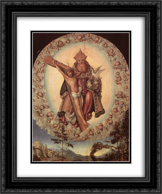 Trinity 20x24 Black Ornate Wood Framed Art Print Poster with Double Matting by Cranach the Elder, Lucas