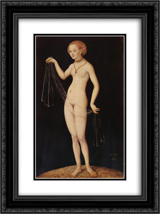 Venus 18x24 Black Ornate Wood Framed Art Print Poster with Double Matting by Cranach the Elder, Lucas