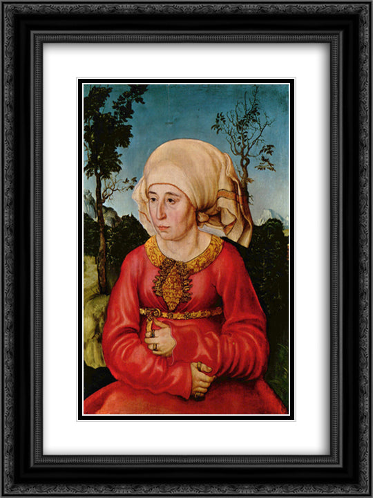 Wife of Dr. Johann Stephan Reuss 18x24 Black Ornate Wood Framed Art Print Poster with Double Matting by Cranach the Elder, Lucas