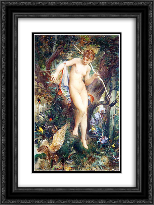 Diane 18x24 Black Ornate Wood Framed Art Print Poster with Double Matting by Merson, Luc Olivier