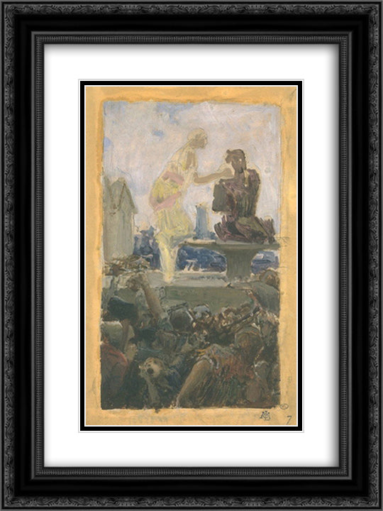 Illustration for Notre-Dame de Paris 18x24 Black Ornate Wood Framed Art Print Poster with Double Matting by Merson, Luc Olivier